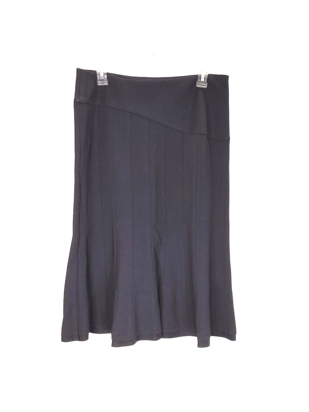 Yansi Fugel Pleated Midi Knee Length Skirt Stretchy A-Line Black Womens Size 8